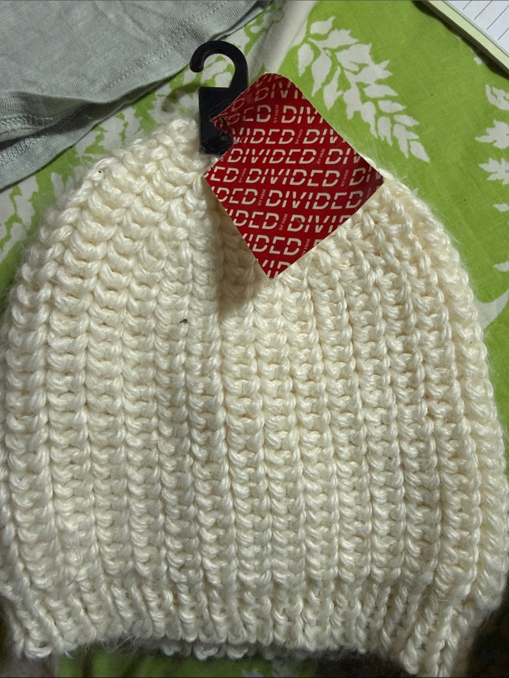 Divided Cream Ribbed Chunky Knit Beanie